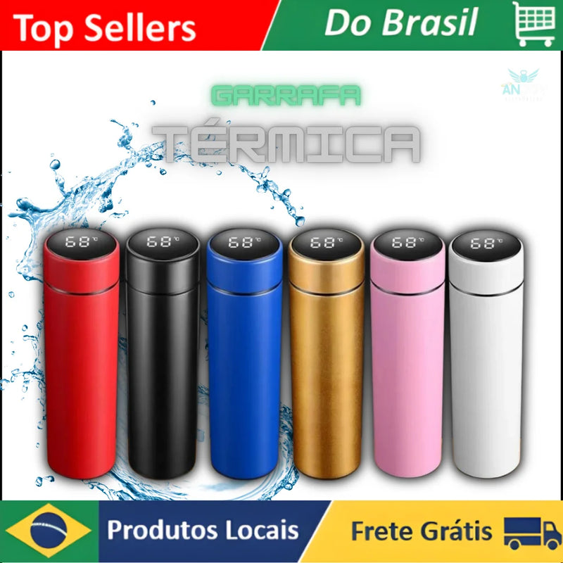 Garrafa Térmica 500 ml com Visor Digital de Temperatura